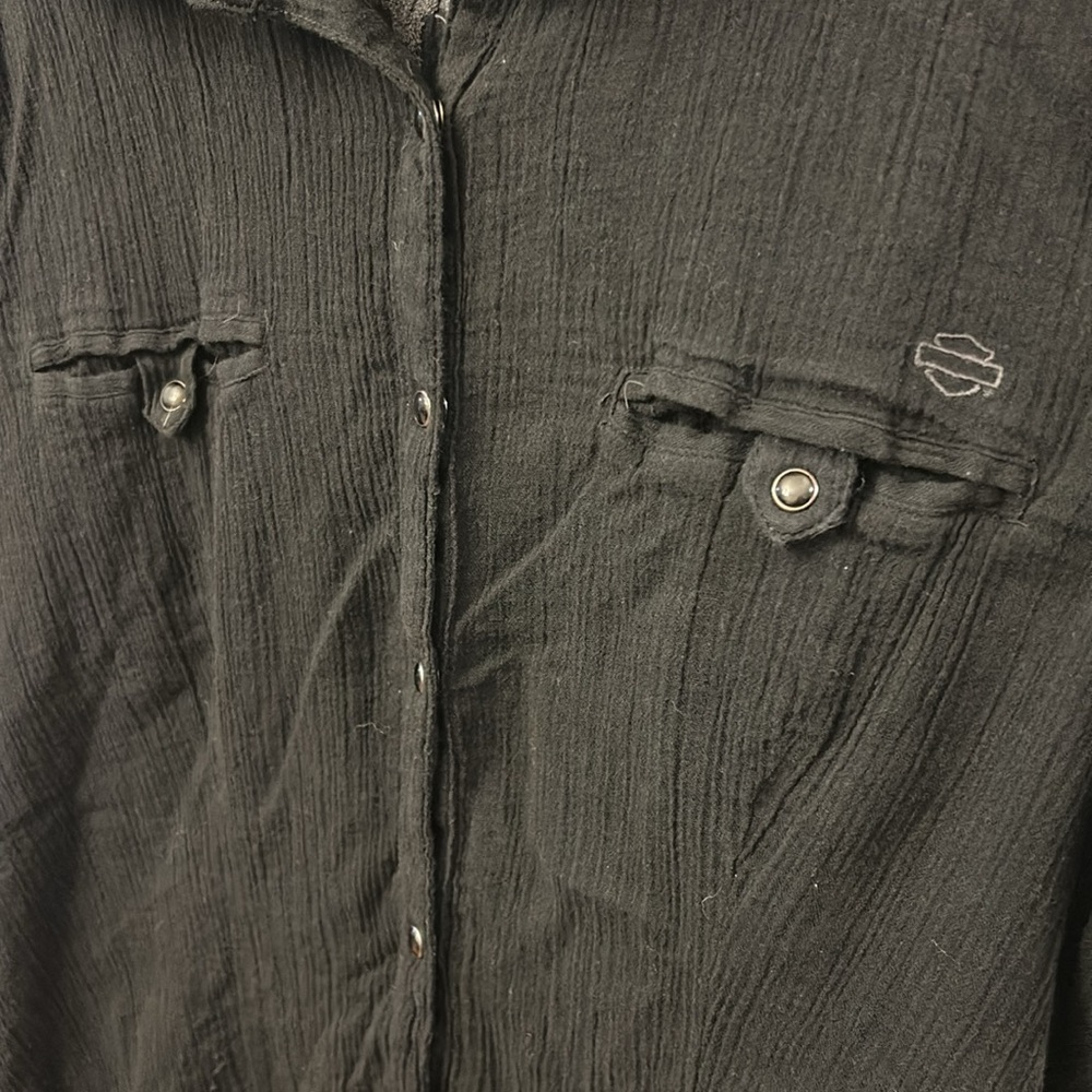 Harley Davidson Women’s Button Up Shirt Black Size XL - Picture 3 of 5
